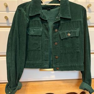 Green Cropped Corduroy Jacket